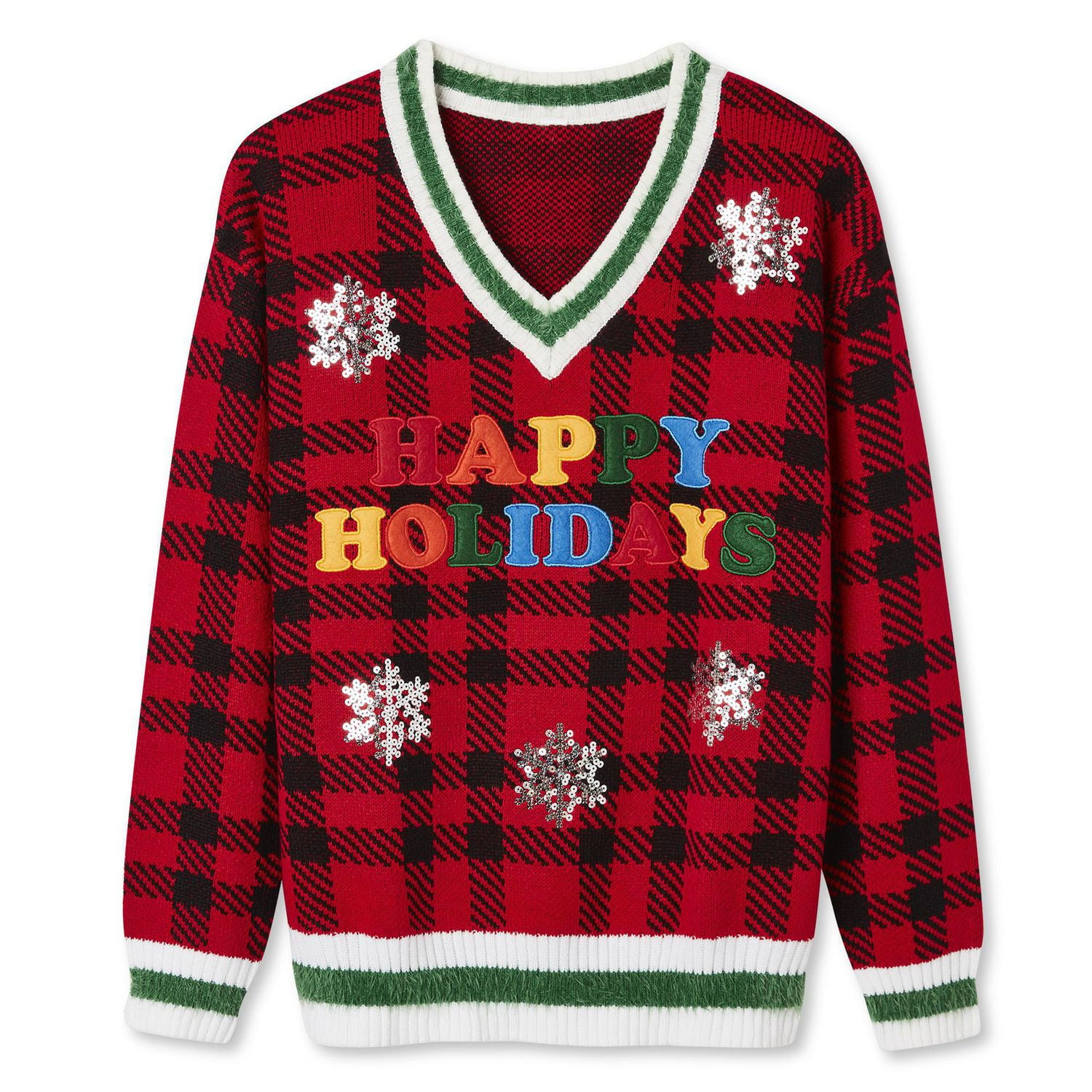 George Women's Happy Holidays V-Neckline Sweater