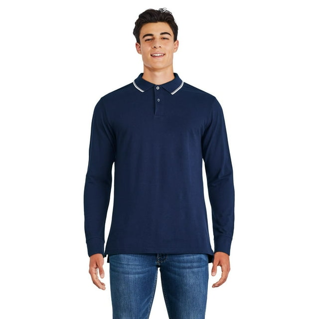 George Men's Long Sleeve Pique Polo