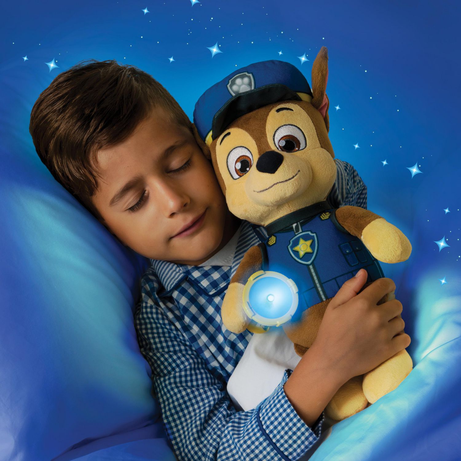 PAW Patrol, Snuggle Up Chase Plush with Flashlight and Sounds, for