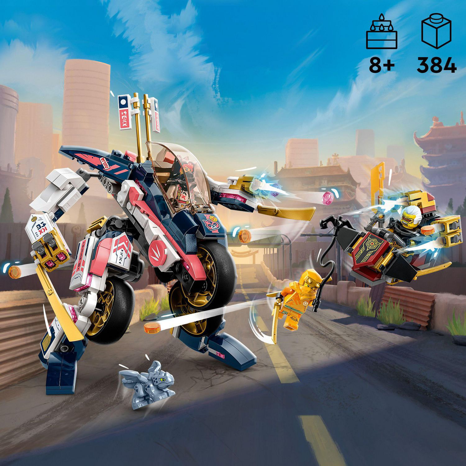 LEGO NINJAGO Sora's Transforming Mech Bike Racer 71792 Building Toys for  Kids, Featuring a Mech Ninja bike racer, a Baby Dragon and 3 Minifigures,  Gift for Kids Aged 8+, Includes 384 Pieces, Ages 8+ 