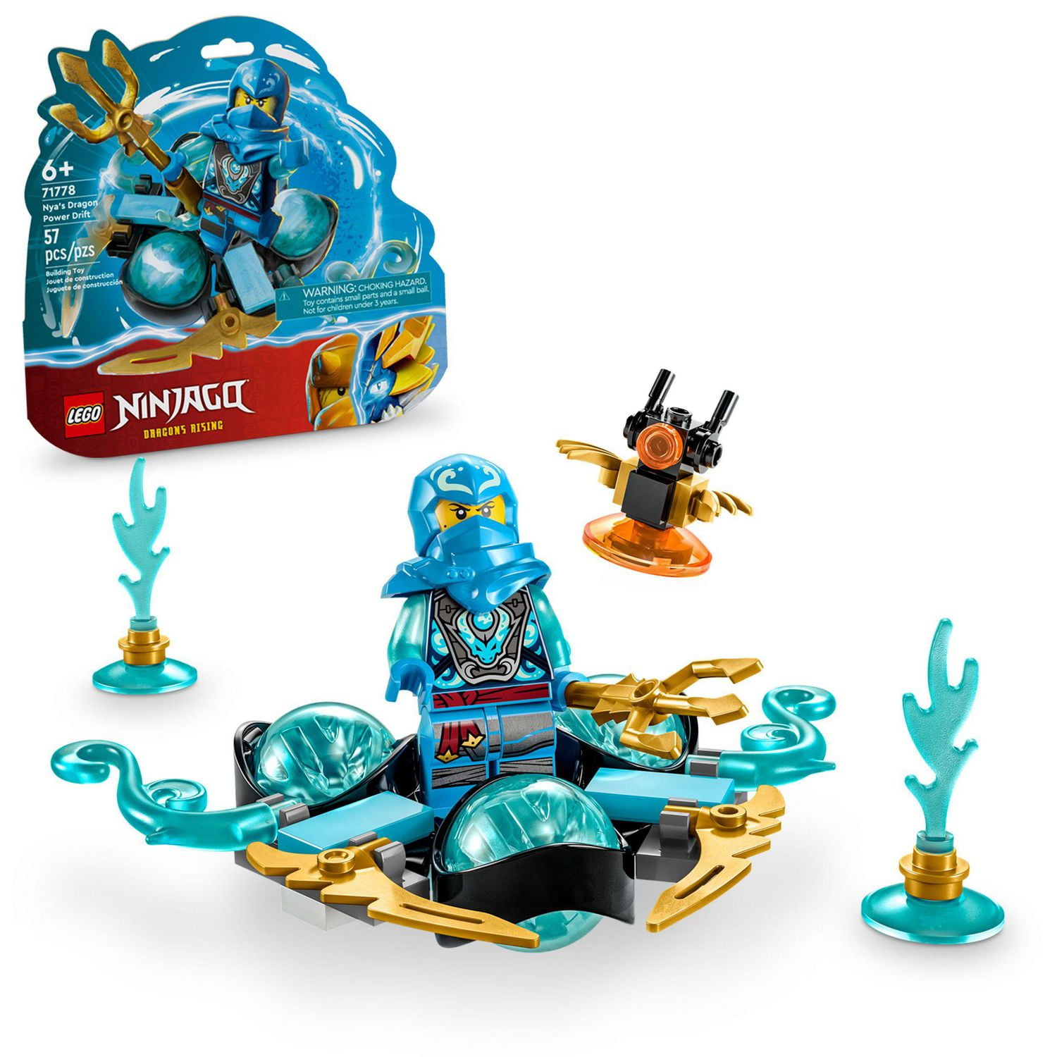 LEGO NINJAGO Nya’s Dragon Power Spinjitzu Drift 71778 Creative Blue Ninja  Toy, Gift Idea for 6 Year Old Boys and Girls, Interactive Spinning Toys, 