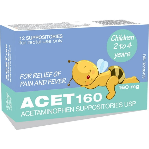 ACET 160mg – Suppositoires d’acétaminophène USP