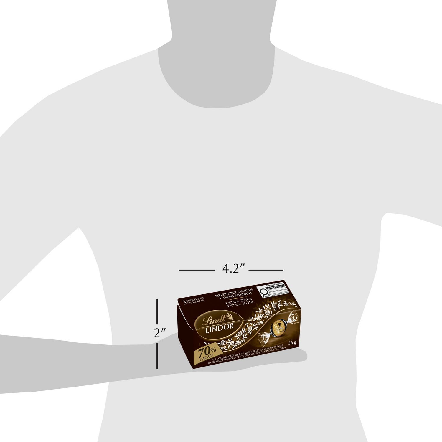 Lindt LINDOR 70% Cacao Dark Chocolate Truffles, Count of 3, 36 Gram Box