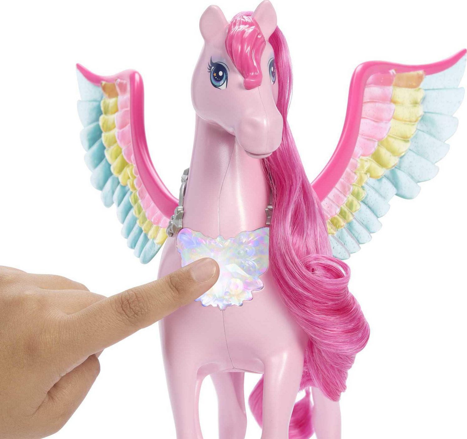 Pink Barbie Pegasus with Puppy Winged Horse Toys Barbie A Touch of Magic Walmart