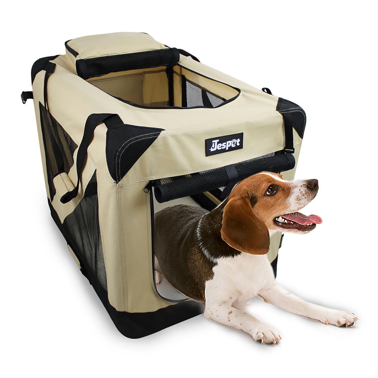 Jespet Soft Dog Crates Kennel 3 Door Soft Sided Folding Travel Pet