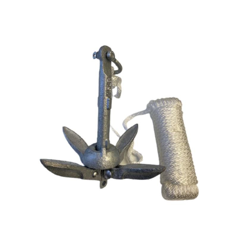 Folding Anchor kit 1.5 anchor with/shackle & 30' 3/16 with nylon line 