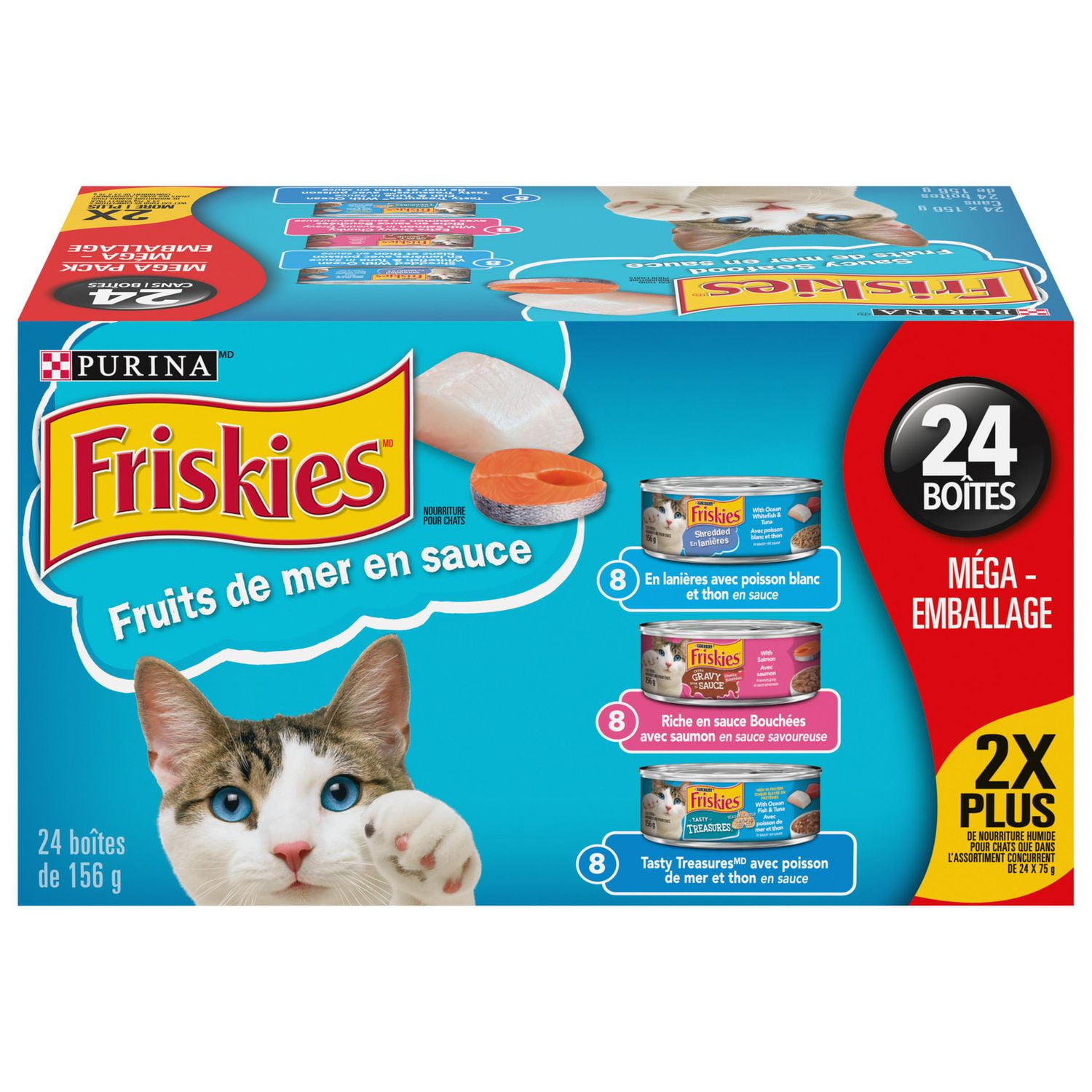 Friskies Saucy Seafood Variety Pack Wet Cat Food 24 x 156 g 24 x 156 g Walmart