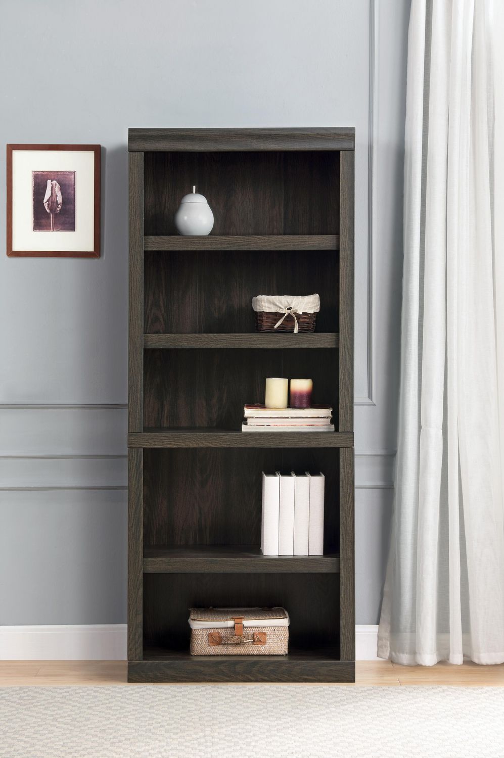 Hometrends 5 Shelf Bookcase Dark Oak, How To Put Together A 5 Shelf Bookcase