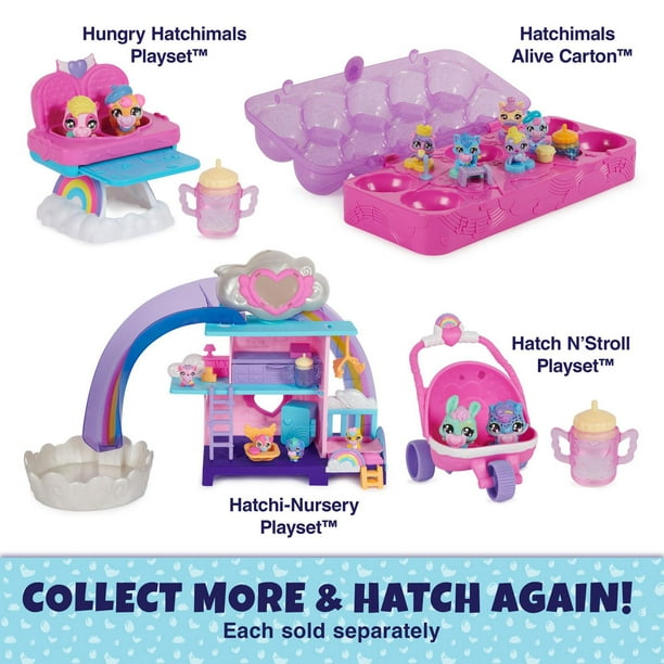 Hatchimals Alive, Egg Carton Jouet avec 5 mini figurines dans des œufs qui  éclosent tout seuls, 11 accessoires, jouets pour enfants pour filles et  garçons, à partir de 3 ans Jouet à