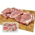 thumbnail image 1 of Maple Leaf Fresh Bone-In Pork Chops Sirloin and Center Combo Pack, 1 Sirloin, 2 Ribend, 3 Center Chops, 0.90 - 1.50 KG, 1 of 5