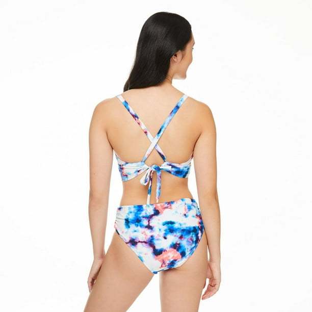 Time and Tru Women's Moulded Cup Cross-Back Strap Swim Top 
