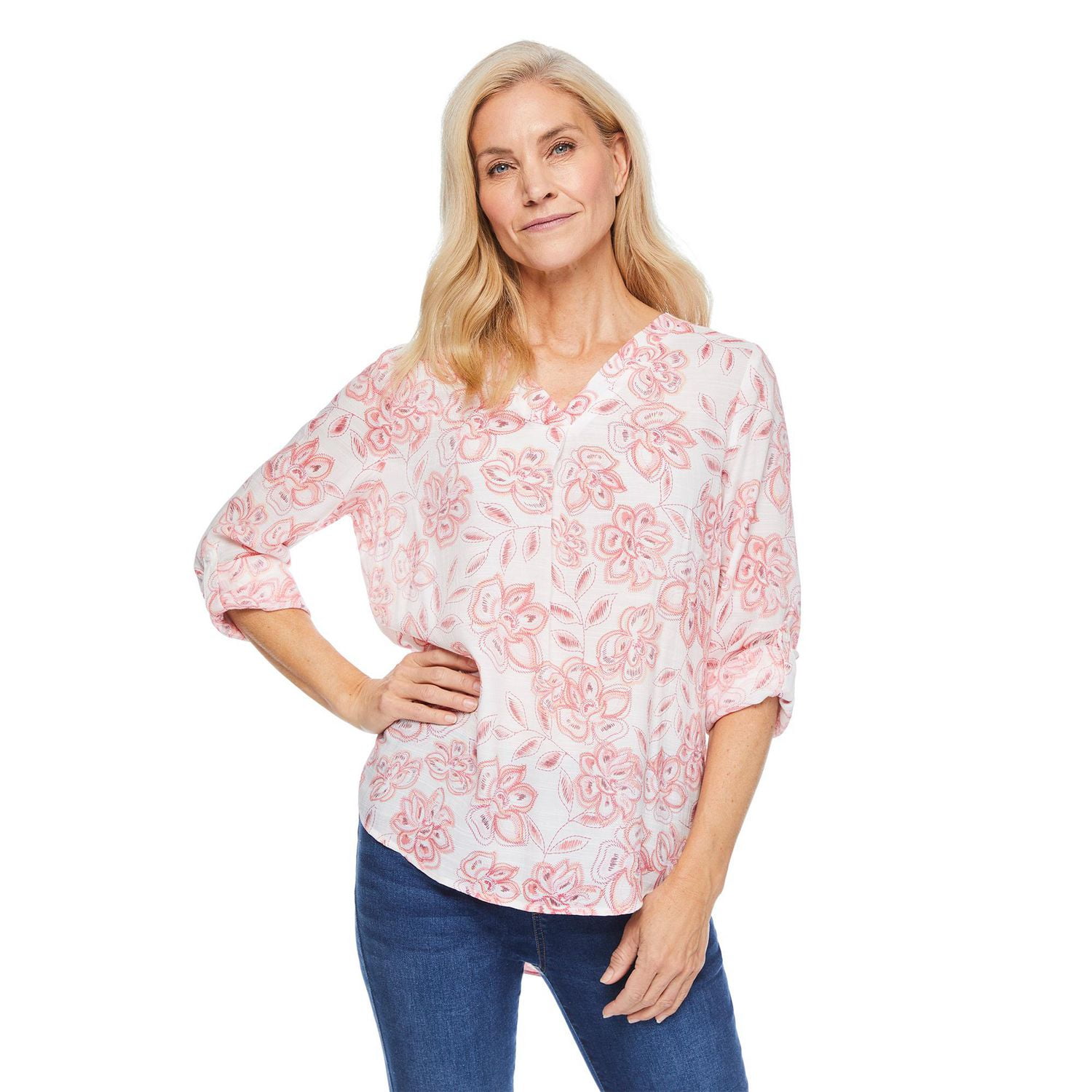 Iyla Women's Printed Roll-Cuff Top