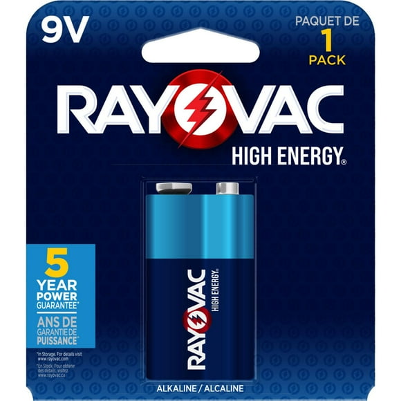 Piles alcalines 9V Rayovac haut Energy