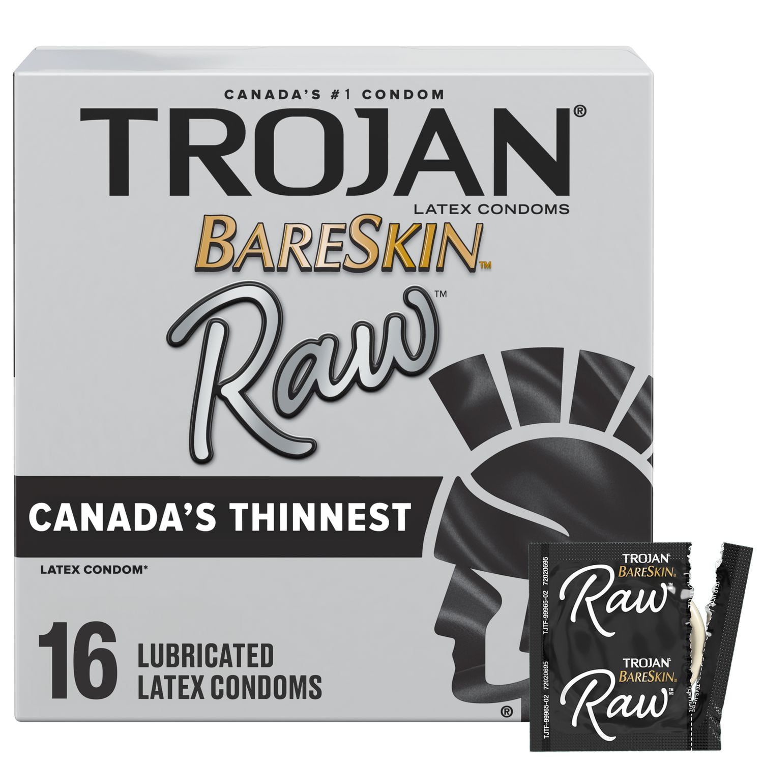 Trojan Bareskin Raw Lubricated Latex Thin Condoms, 16 Count