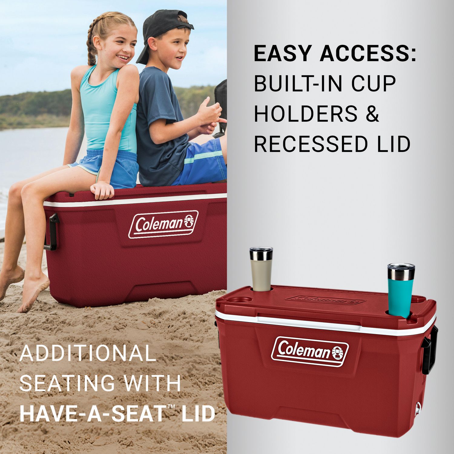 Coleman 70 Quart Hard Ice Chest Cooler Mahogany