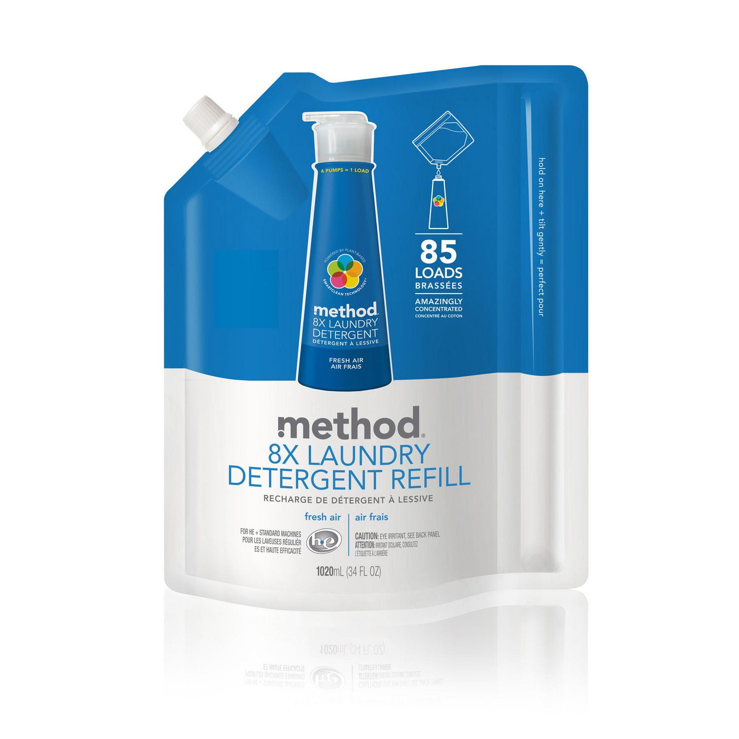 Method 8x Laundry Detergent Refill, Fresh Air, 1020 ml Walmart Canada