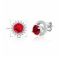 thumbnail image 3 of Massete Sterling Silver 925 Simulated Ruby Halo Stud Post Earrings with Removeable Jacket, 3 of 7
