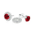 thumbnail image 2 of Massete Sterling Silver 925 Simulated Ruby Halo Stud Post Earrings with Removeable Jacket, 2 of 7