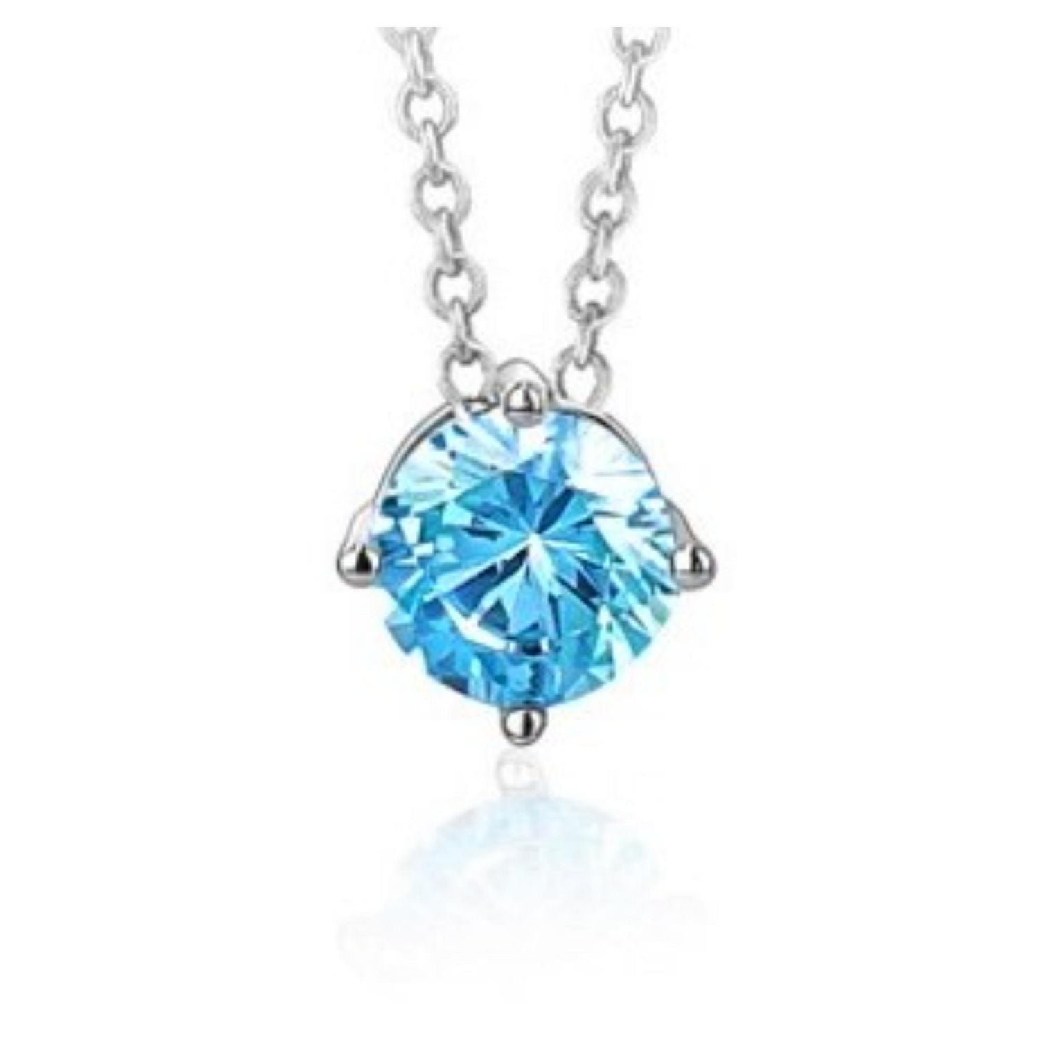 Massete Pendentif collier solitaire flottant en argent sterling pour fille pierre de naissance simulée décembre