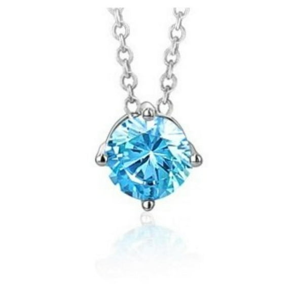 Massete Sterling Silver Floating Solitaire Necklace Pendant for Girls Simulated Birthstone December