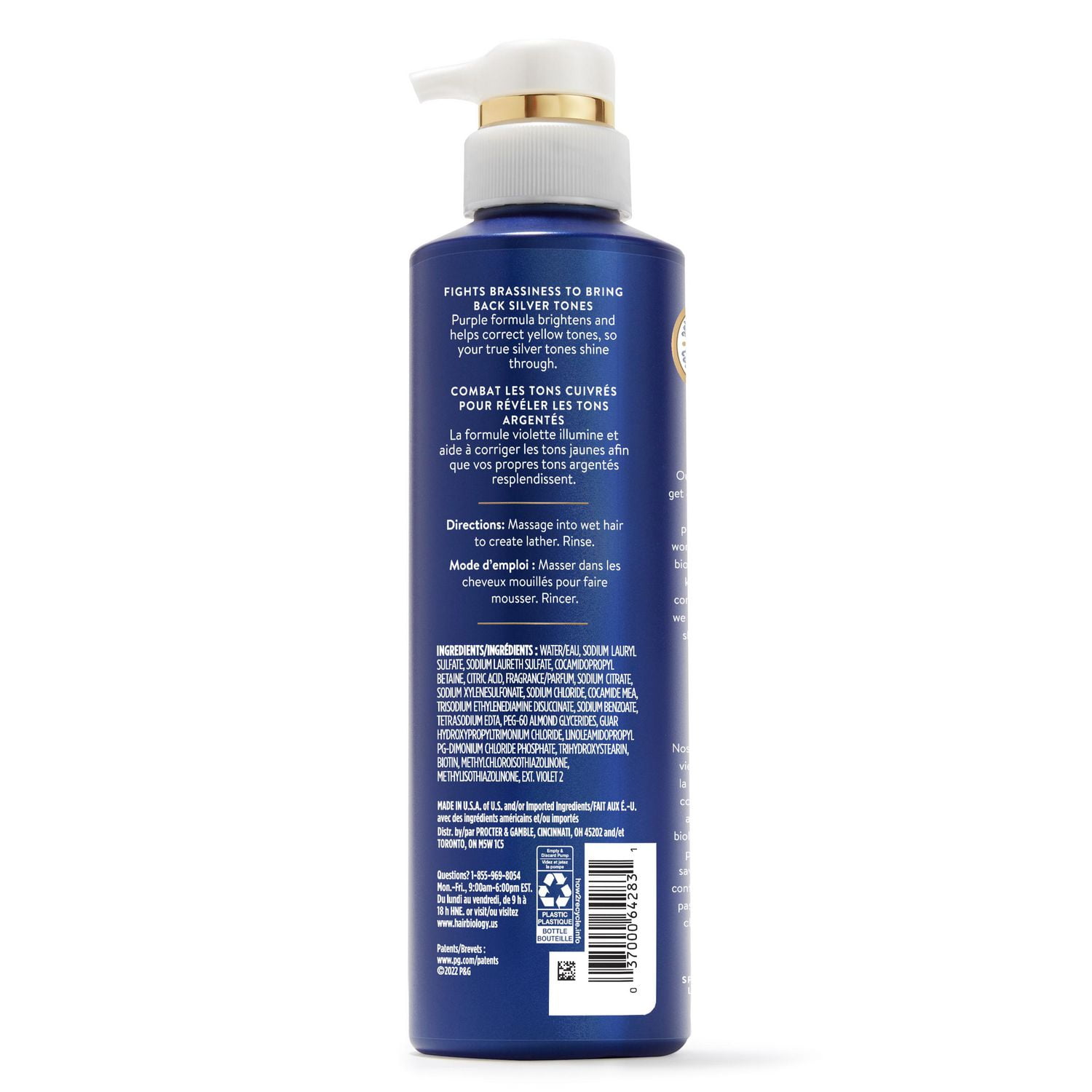 Shampooing violet argenté Hair Biology pour cheveux gris ou blonds colorés  avec tons cuivrés 380 ml - Walmart.ca