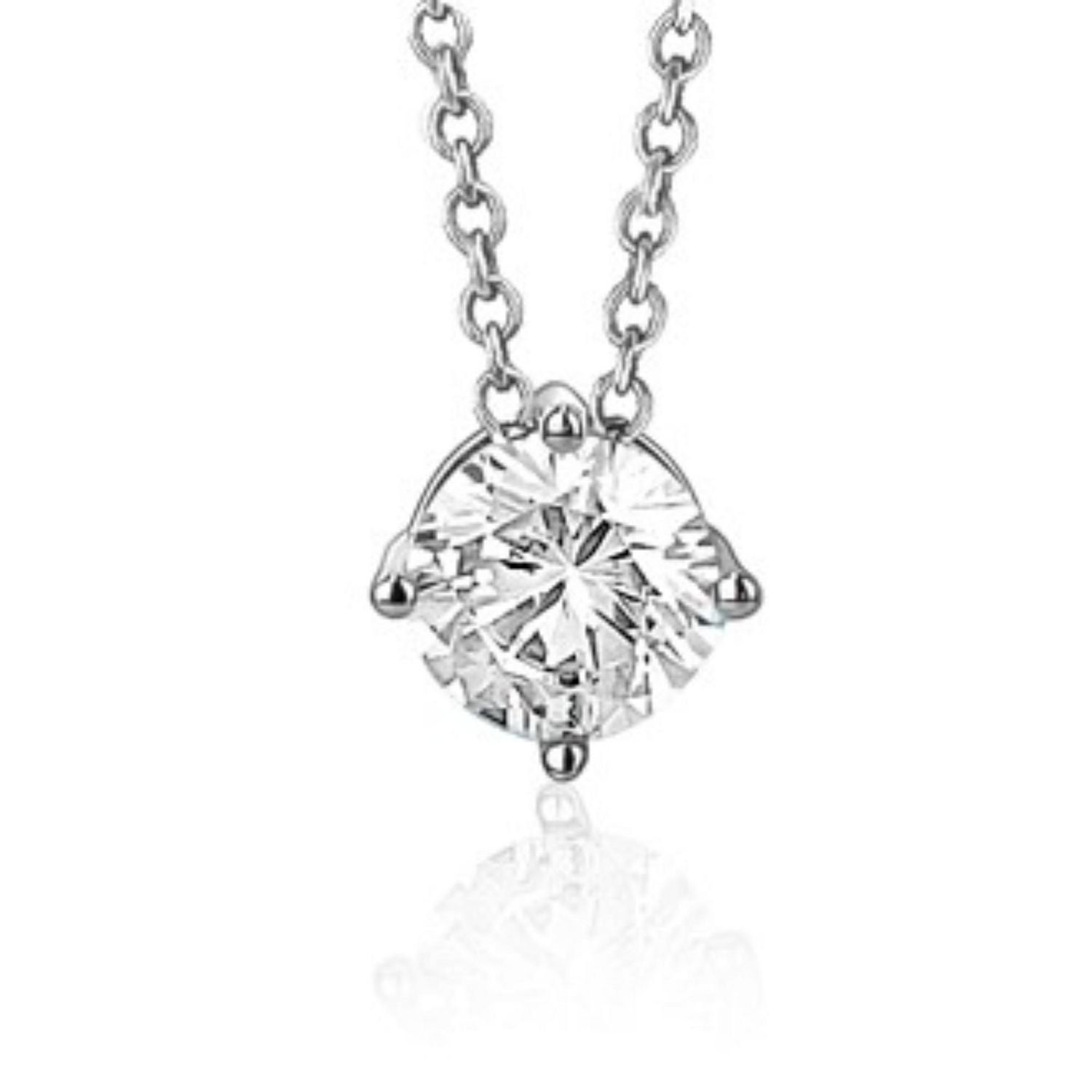 Massete Pendentif Collier Solitaire Flottant en Argent Sterling pour Filles Pierre de Naissance Diamant Simulé Avril