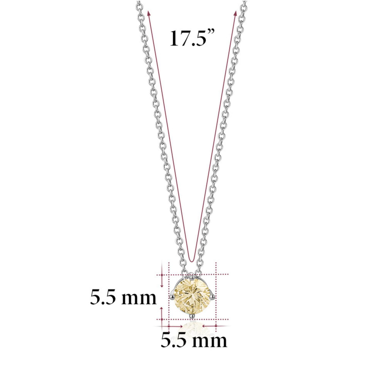 Massete Pendentif collier solitaire flottant en argent sterling pour fille pierre de naissance simulée novembre