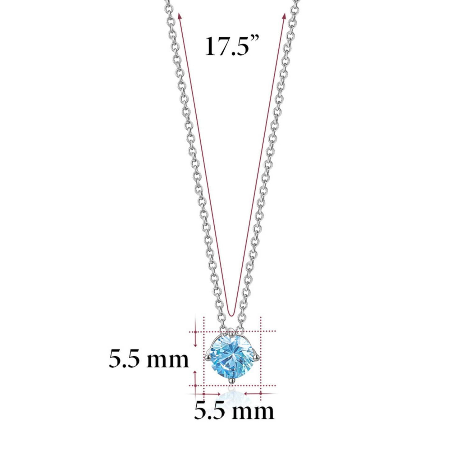 Massete Pendentif collier solitaire flottant en argent sterling pour fille pierre de naissance simulée décembre