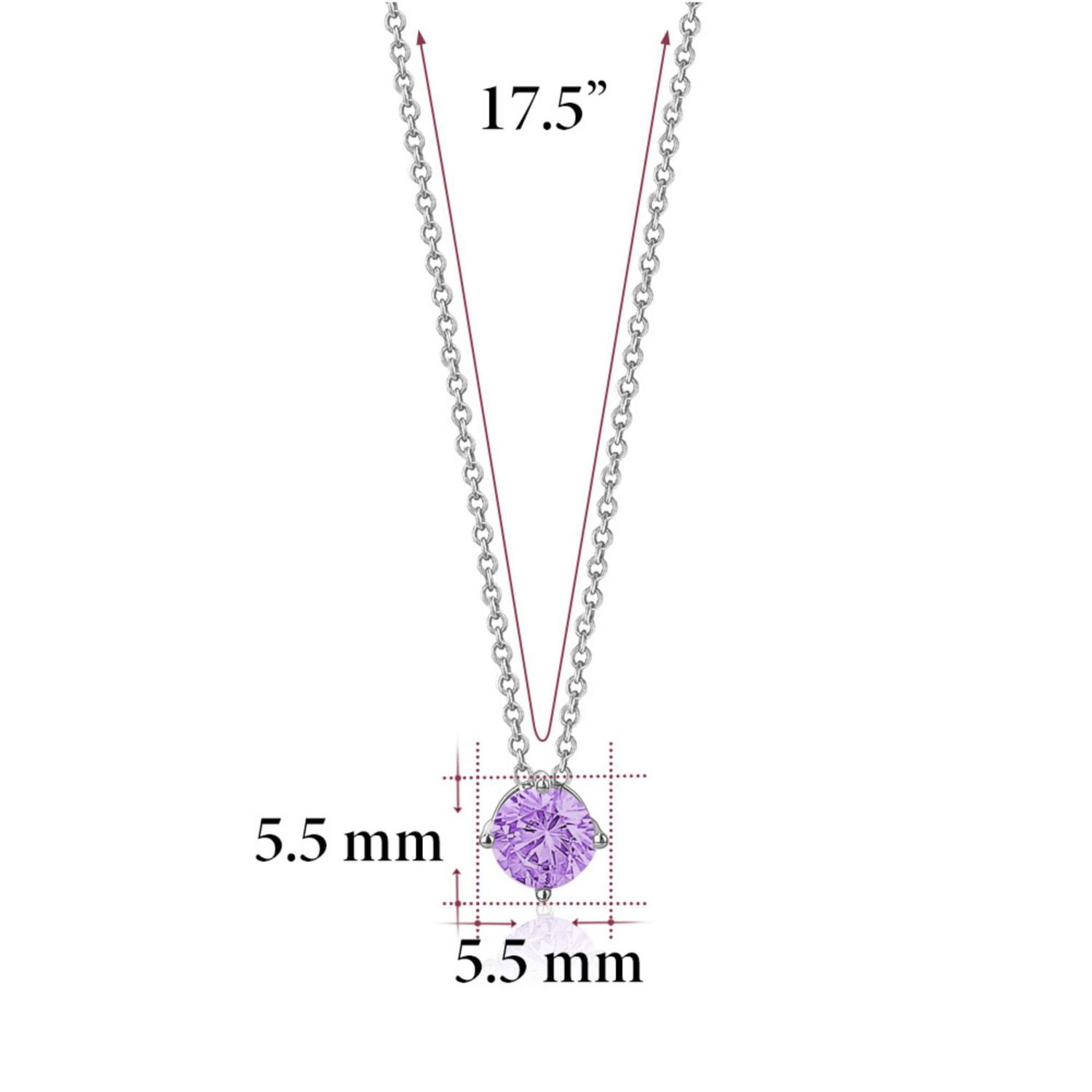 Massete Sterling Silver Floating Solitaire Necklace Pendant for Girls Simulated Birthstone February