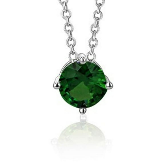 Massete Sterling Silver Floating Solitaire Necklace Pendant for Girls Simulated Birthstone May