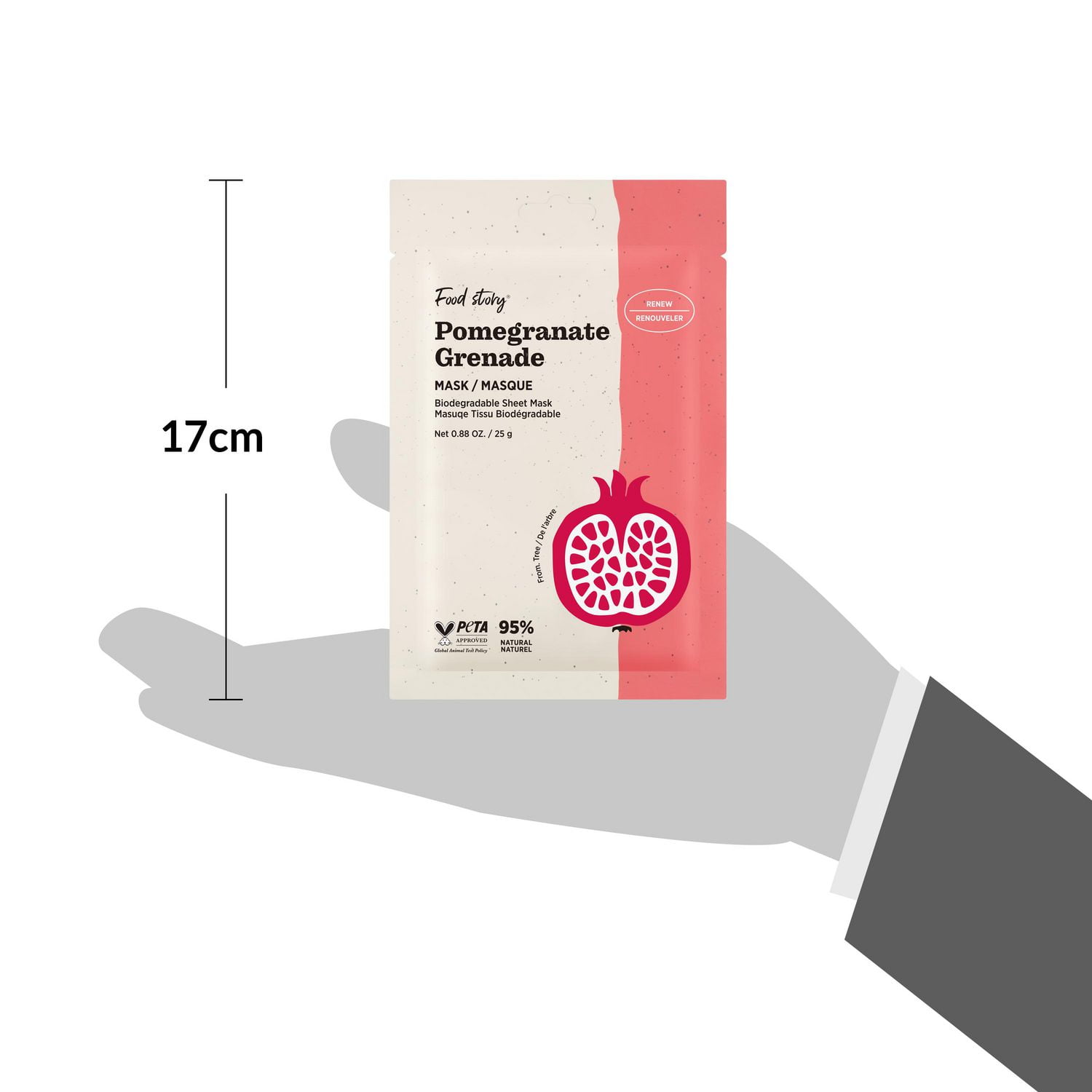 Food Story Pomegranate Mask, Volume : Net 0.88 OZ. / 25 g