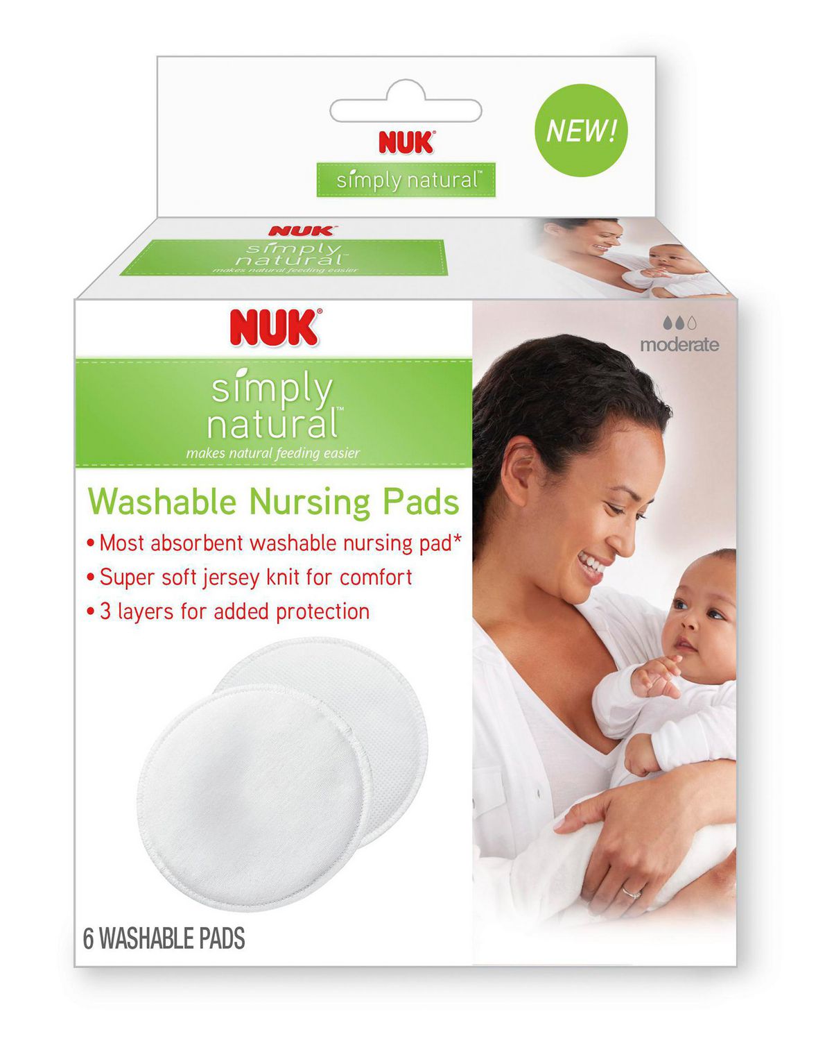 NUK Simply Natural Washable Nursing Pads, 6 Pack Walmart Canada