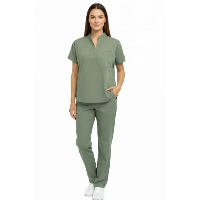 FLEX SCRUBS™ ladies collared v neck