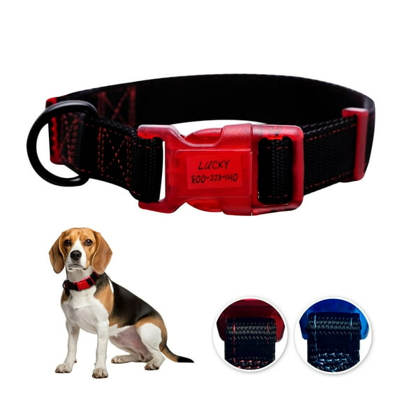 Sporn Dog ID Collar, Nylon Contrasting Colored Stitching Collars, Black & Red, Medium, Dog Collar