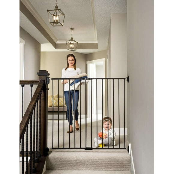 Regalo Extra Tall Top Of Stairs Metal Safety Gate, Black