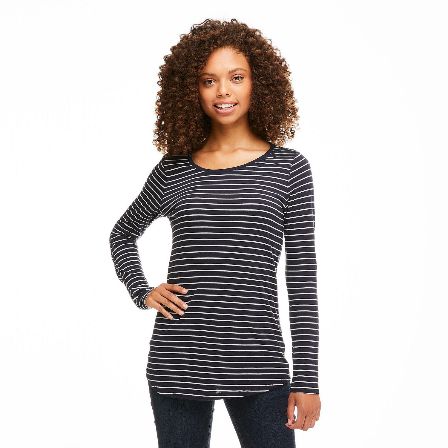 George Women's Striped Crew Neckline Tee 