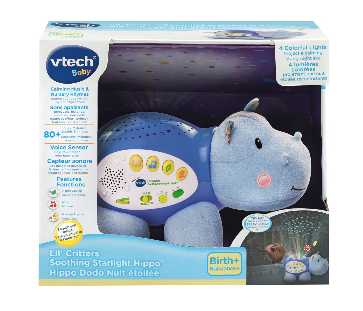 Shipped USPS PRIORITY Details about   VTech Baby Lil' Critters Soothing Starlight Hippo 