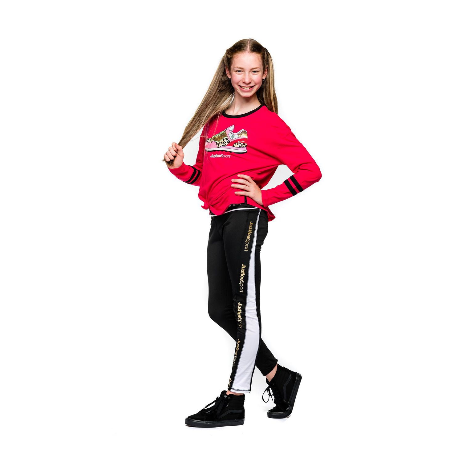 Justice Girls Sport Sneaker Front Tie Fashion Top