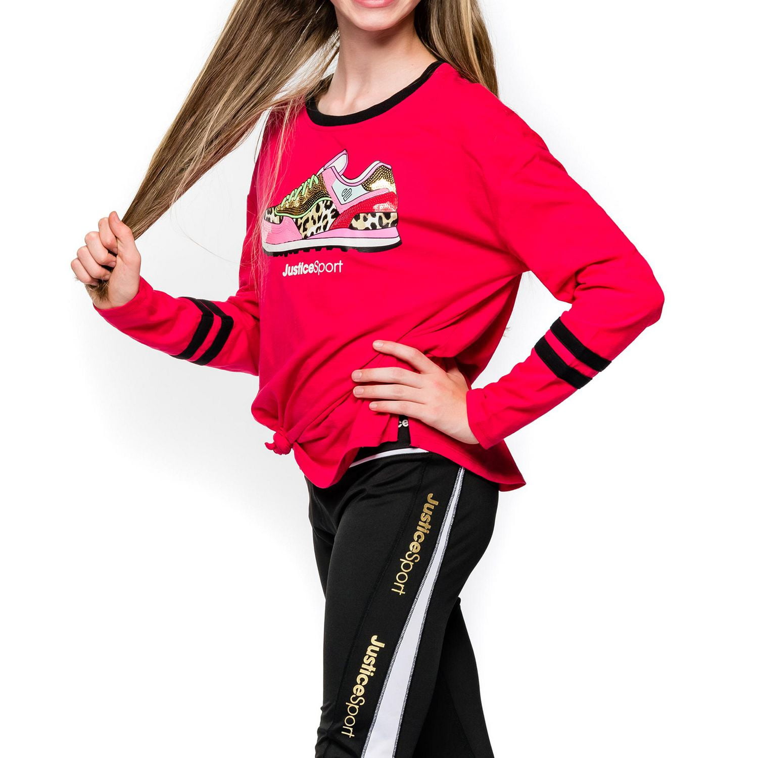 Justice Girls Sport Sneaker Front Tie Fashion Top