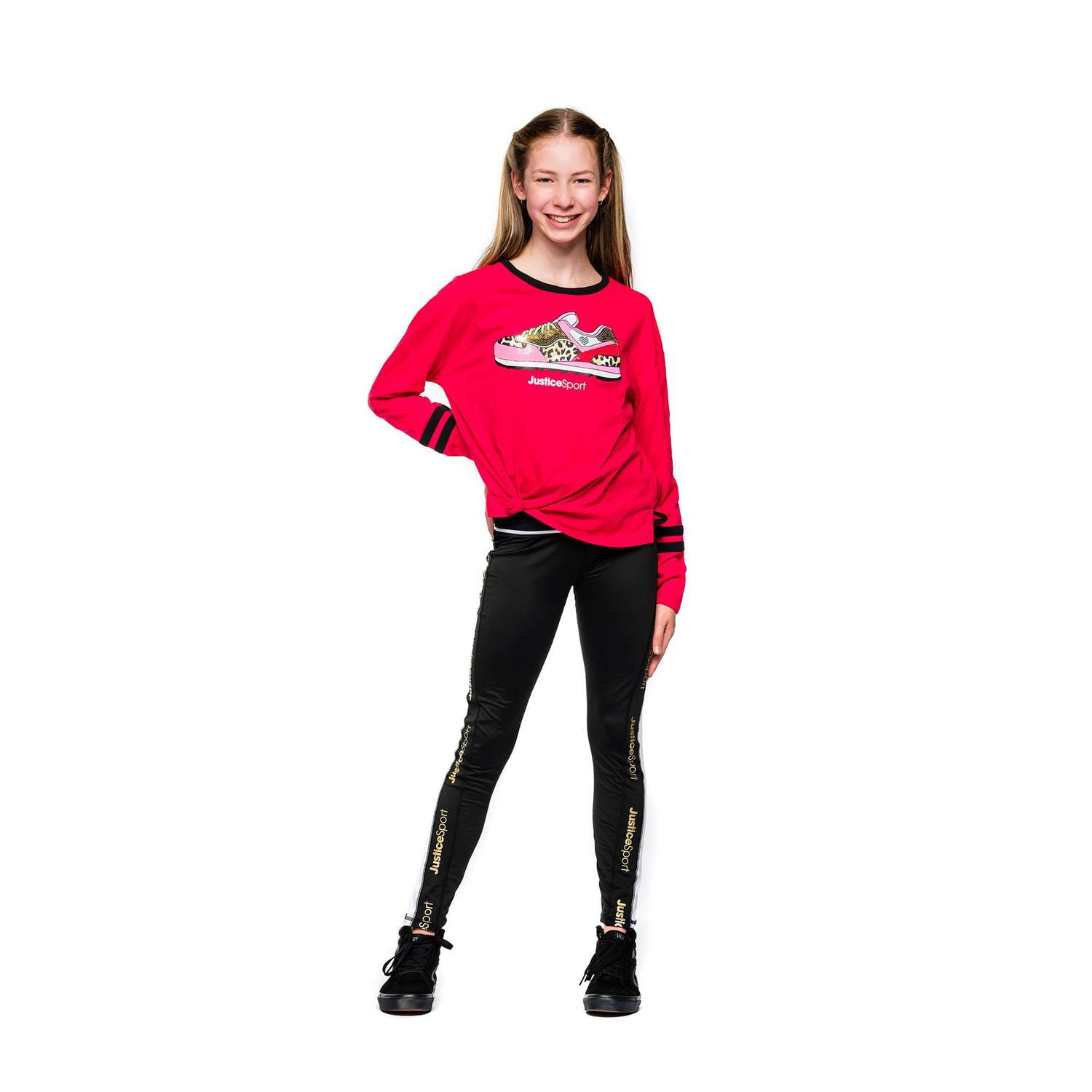 Justice Girls Sport Sneaker Front Tie Fashion Top