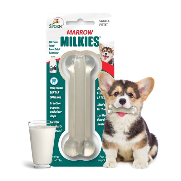 Sporn Marrow Milkies Dog Chew Bones for Light Chewers, Milk Flavor, Non-Toxic, Small, Flexible, soft dog chew