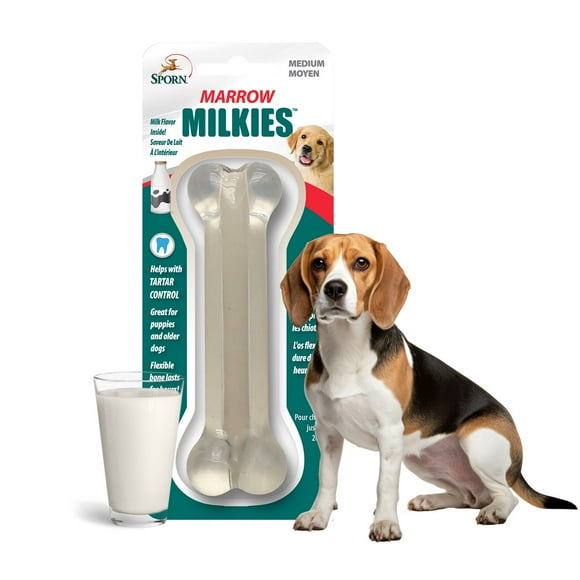 Sporn Marrow Milkies Dog Chew Bones for Light Chewers, Milk Flavor, Non-Toxic, Medium, Flexible, soft dog chew