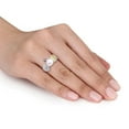 thumbnail image 4 of Tangelo Cultured Pearl, Yellow Quartz And White Topaz Sterling Silver 3-Piece Stackable Ring Set, 4 of 5
