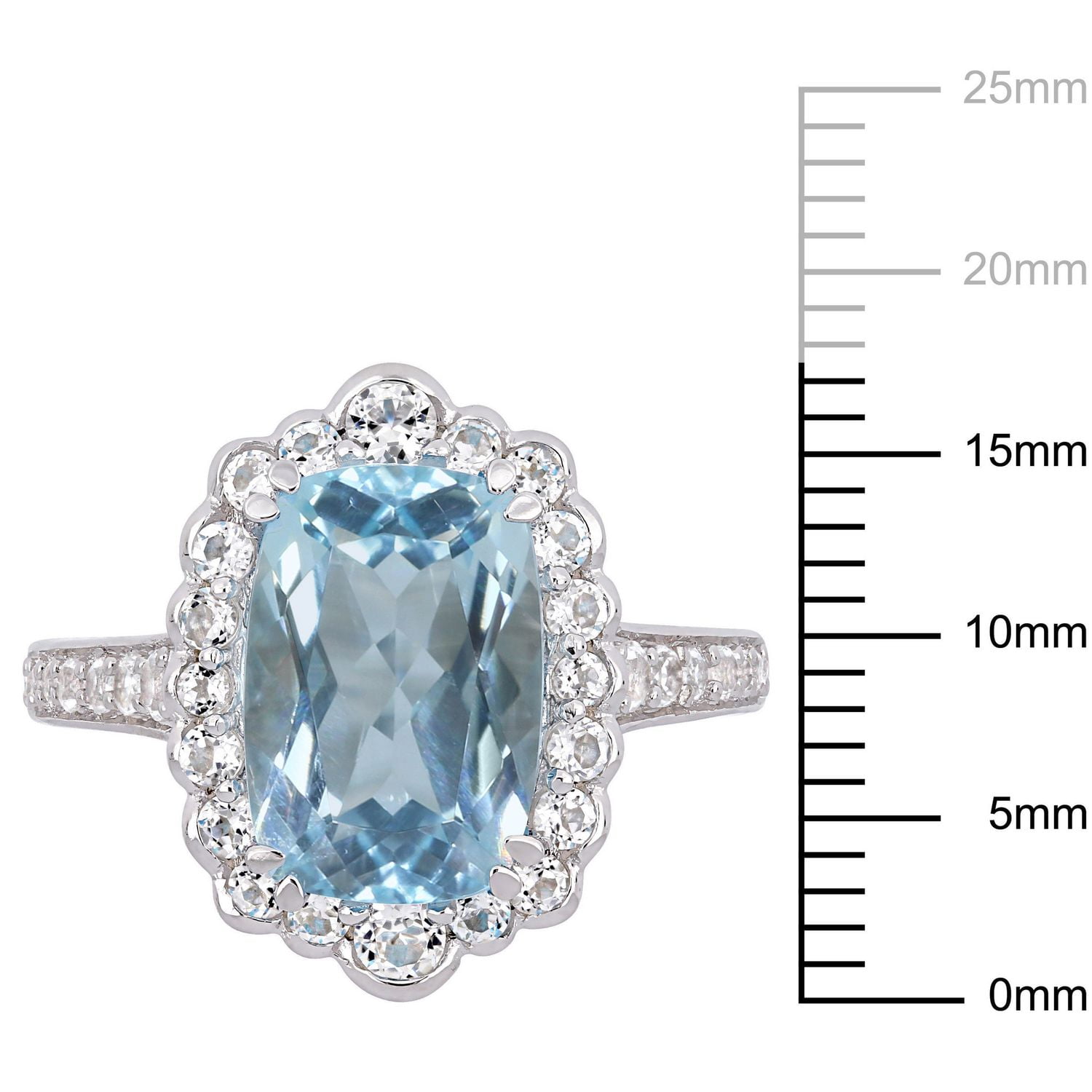 Tangelo 5-7/8 Carat T.G.W. Sky-Blue And White Topaz Sterling Silver HALO Cocktail Ring