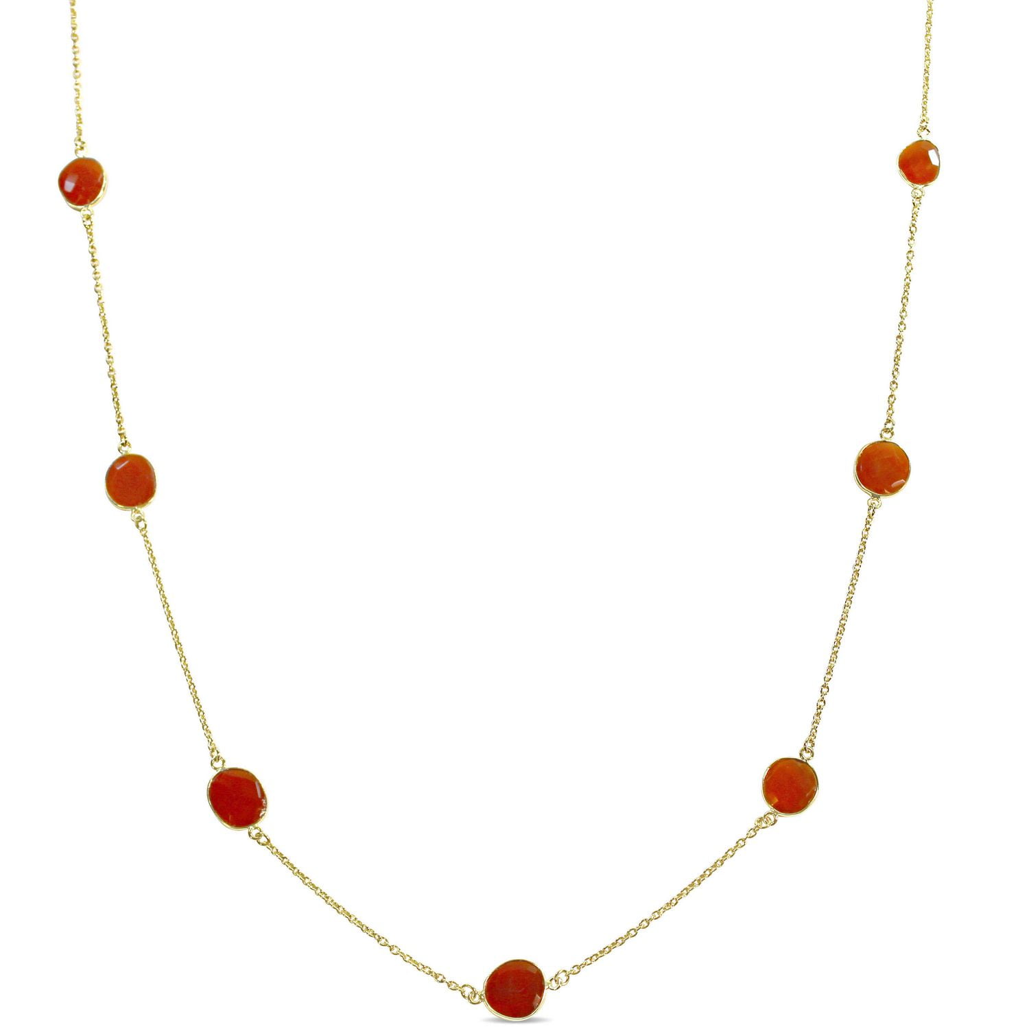 Tangelo 42 Carat T.G.W. Carnelian Goldtone Station Necklace, 36"
