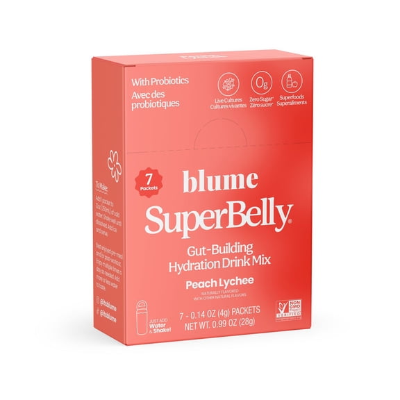 BLUME SuperBelly Gut-Building Hydration Powder with Probiotics Peach Lychee Flavoured