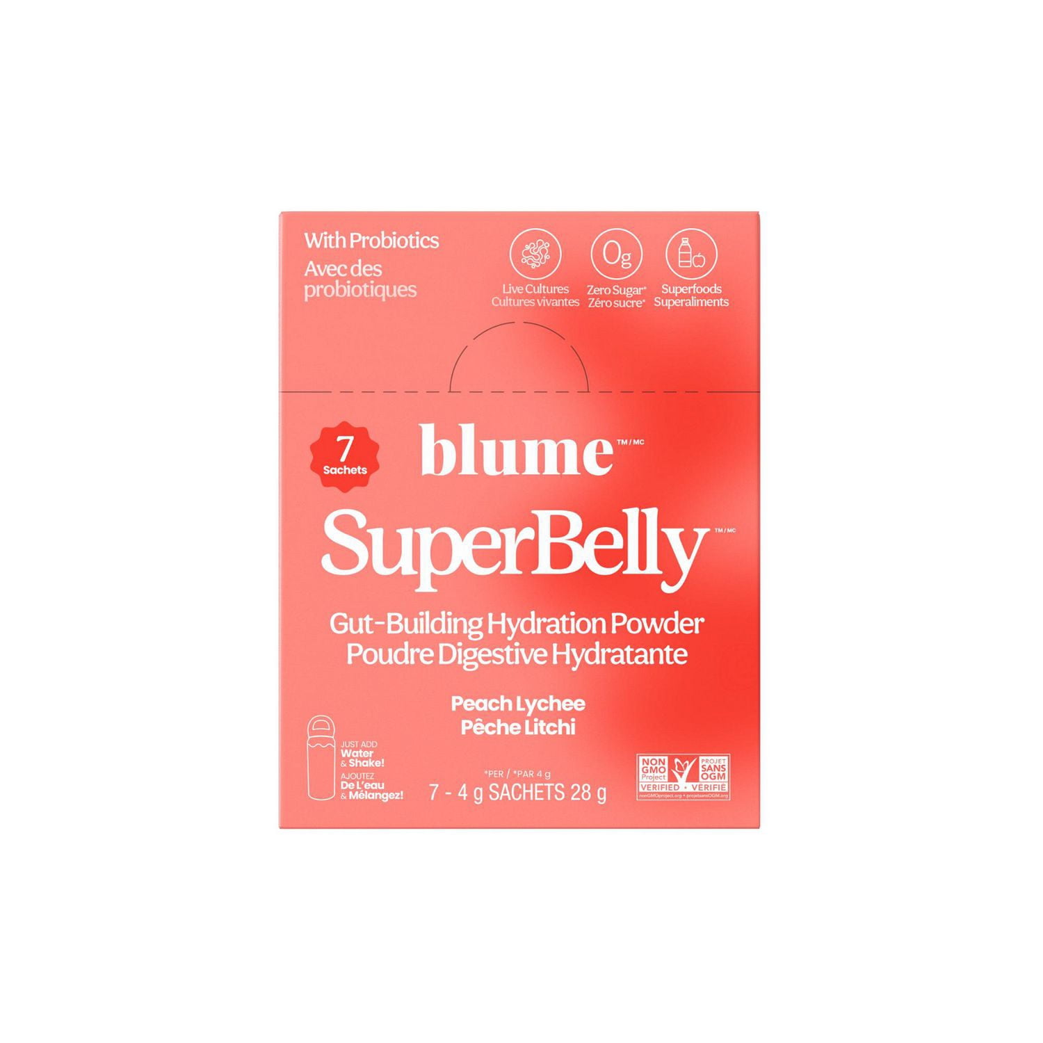 BLUME SuperBelly Gut-Building Hydration Powder with Probiotics Peach Lychee Flavoured