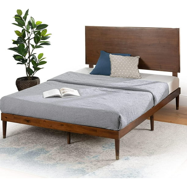 Zinus Deluxe Mid-Century Wood Platform Bed with Adjustable height ...