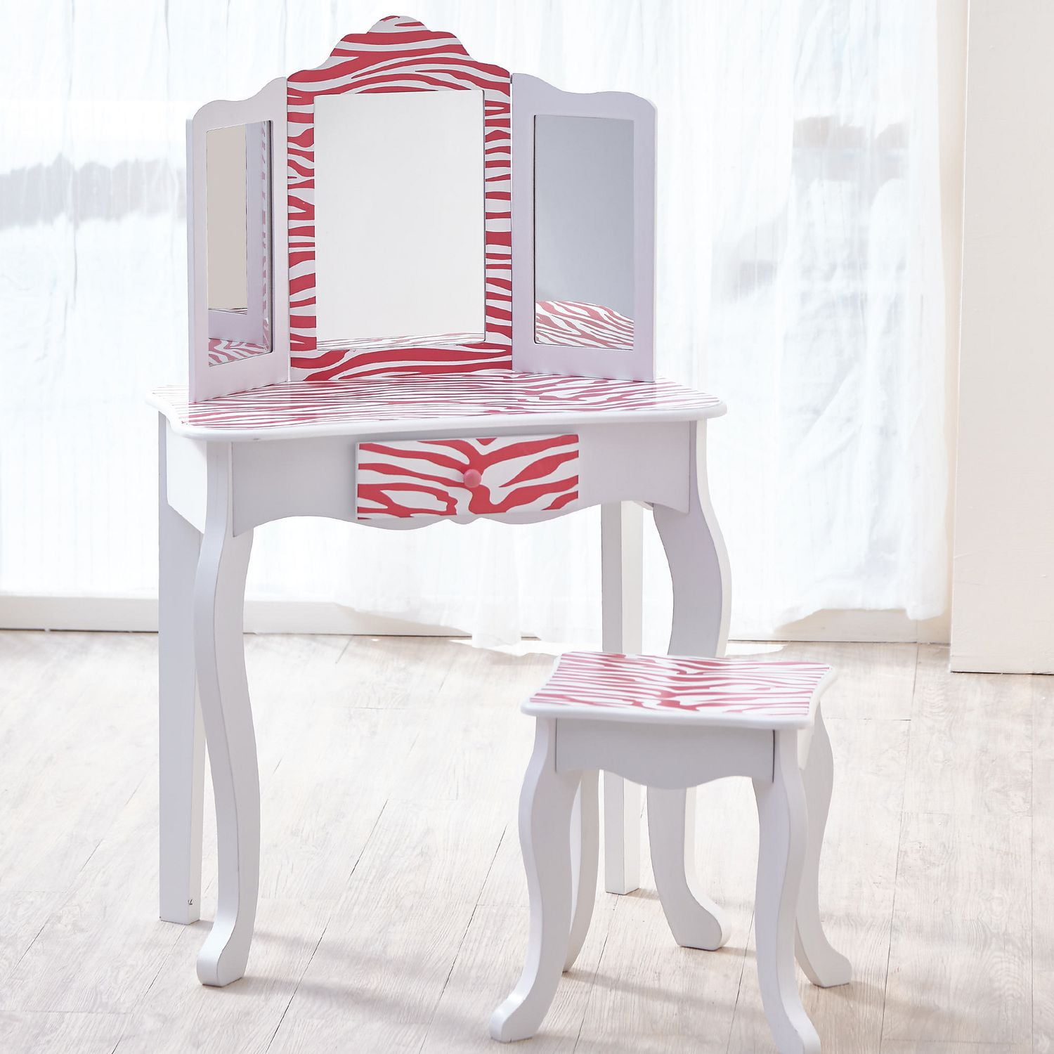 Teamson Kids Zebra Vanity Table And Stool