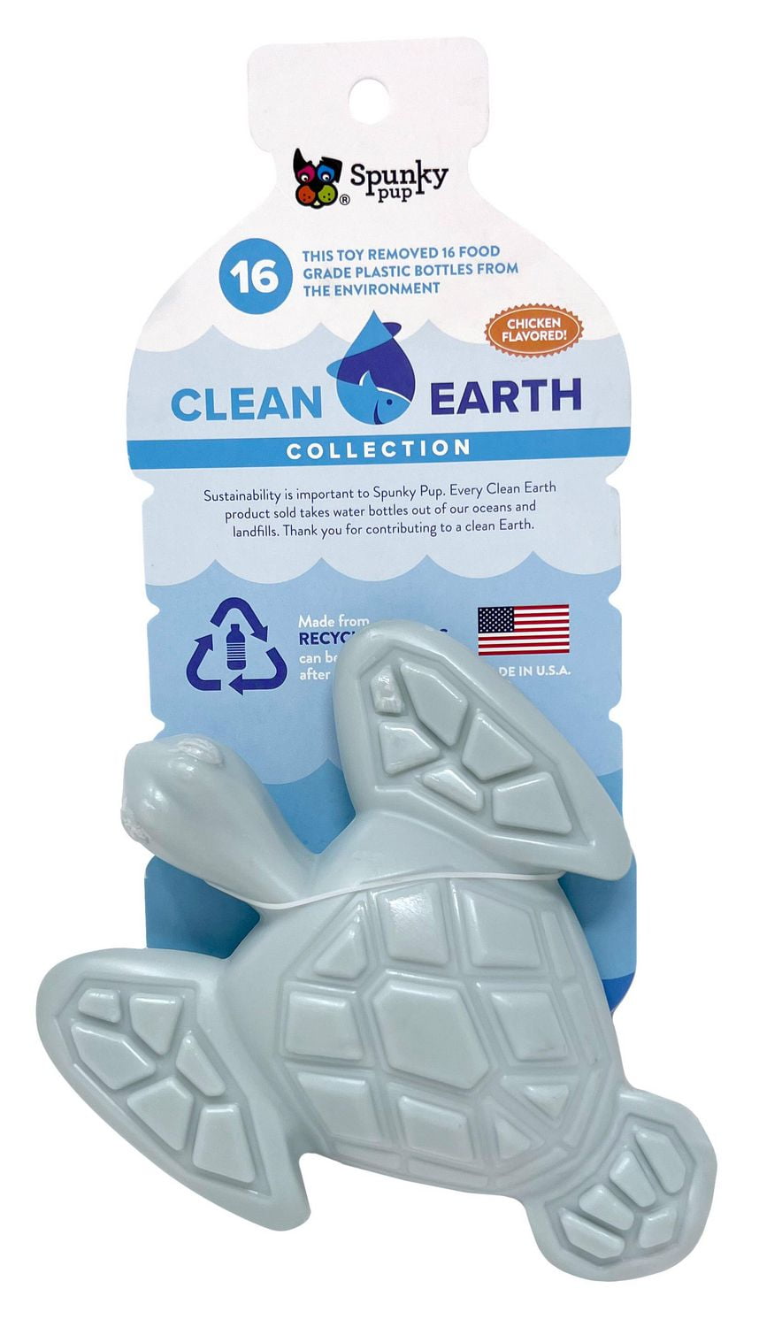 Clean Earth Plush Turtle Dog Toy - 100% Sustainable